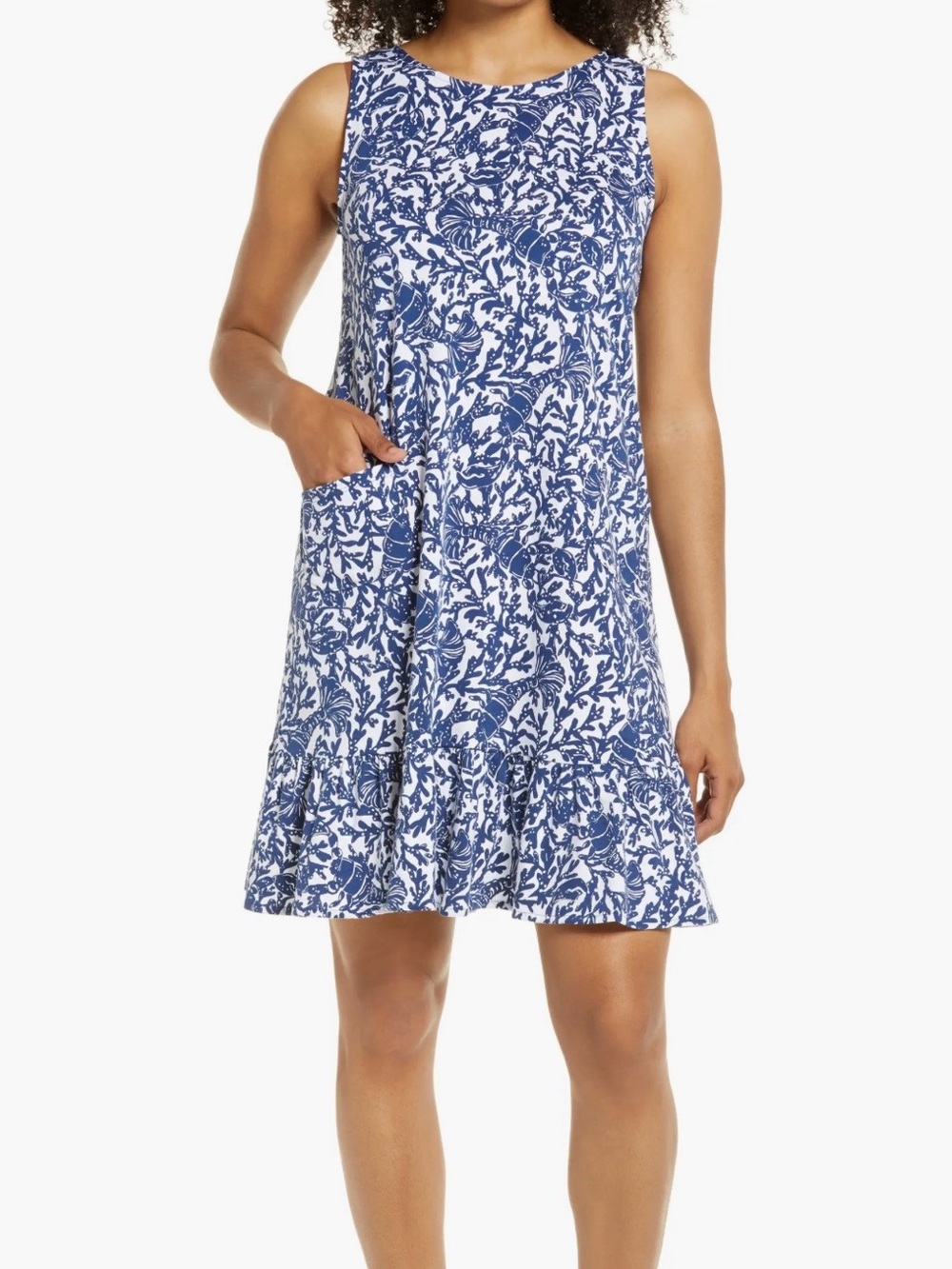 Lilly Pulitzer Krillin It Blue and White Kristen Flounce Dress